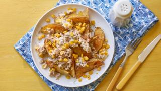Loaded tuna and sweetcorn wedges