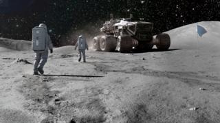 Rendering of machinery on the Moon