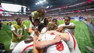 England players celebrate scoring against DR Congo
