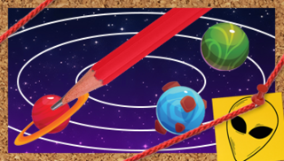 A drawing of a solar system
