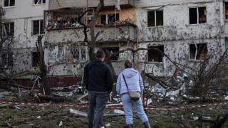 Destruction and debris litters the streets following a massive combined strike by Russian missiles and drones on June 2, 2026 in Kyiv, Ukraine.