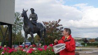 Colin Onens and Dawn Run statue