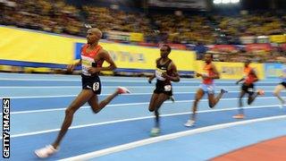 Mo Farah in the Birmingham two mile