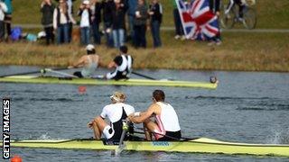 Andy Triggs Hodge and Pete Reed on their way to winning the men's pair final on Sunday