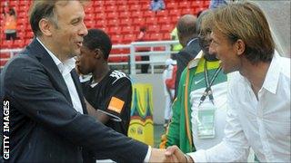 Ghana coach Goran Stevanovic (left) and Zambia coach Herve Renard