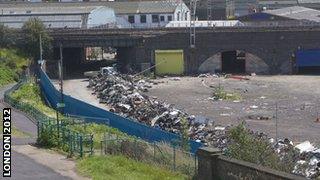 The Olympic Park wasteland in April 2009