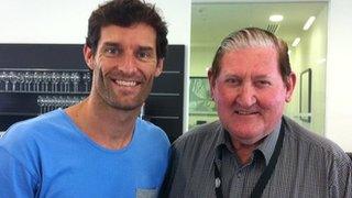 Red Bull's Mark Webber with former driver Norm Beechy