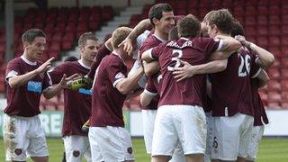 Hearts players celebrating