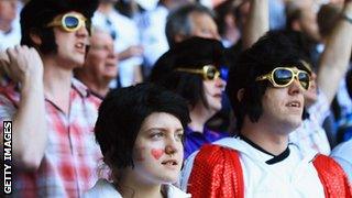 Swansea fans dressed as Elvis