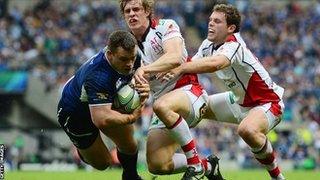 Cian Healy scores Leinster's second try against Ulster