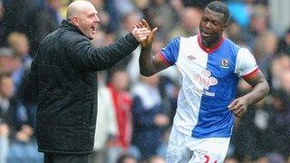 Yakubua Aiyegbeni with Blackburn manager Steve Kean