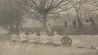 Sir Albert Gladstone and the men's eight during winter training