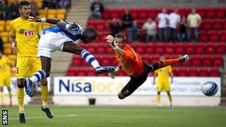 Gregory Tade scores for St Johnstone against Eskihirspor