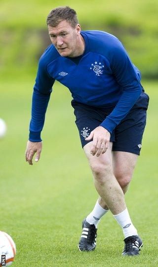 Kyle in training with Rangers as he continues his recovery from surgery