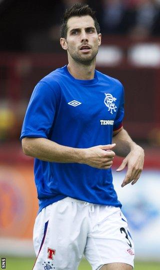 Bocanegra in action for Rangers during their 2-1 win over Brechin