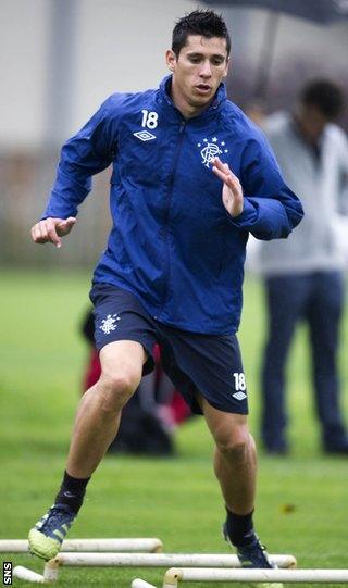 Anestis Argiriou in training with Rangers