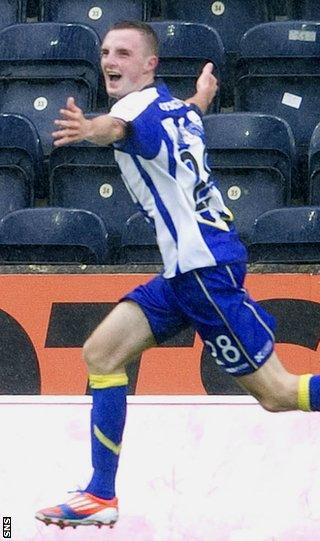 Winchester celebrates after scoring Kilmarnock's third goal