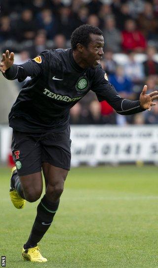 Ambrose celebrates after scoring his first goal since joining Celtic in the summer