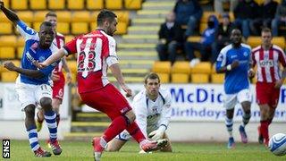 Nigel Hasselbaink scores for St Johnstone against Kilmarnock