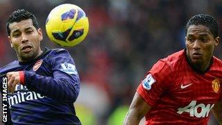 Andre Santos had his hands full with Antonio Valencia down Arsenal's left