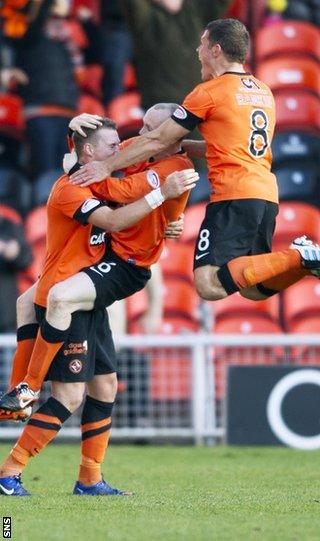 Dundee United players celebrating