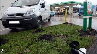 The petrol station in Wrightington (van pictured was not involved in the incident)