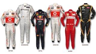 Six world champion's race suits