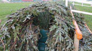 One of the Aintree fences fitted with plastic birch