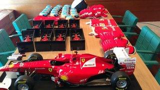 Ferrari gifts on display at an event - tweeted by Fernando Alonso