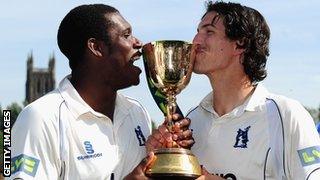 Keith Barker and Chris Wright celebrate