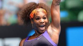 Serena Williams celebrates victory