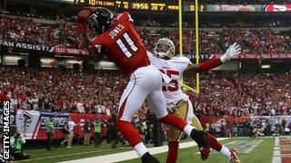 Julio Jones scores his second touchdown for Atlanta against San Francisco