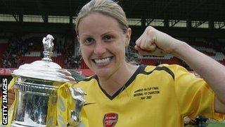 Kelly Smith celebrates after winning the 2007 FA Women's Cup final with Arsenal Ladies against Charlton