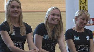 Denmark's Julie Leth, Ciara Horne from Wales and Jane Barr from Scotland