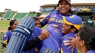 Sri Lanka celebrate after beating Pakistan in the World Twenty20