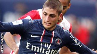 Paris St-Germain midfielder Marco Verratti