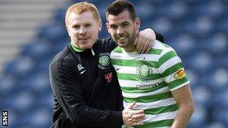 Celtic manager Neil Lennon and midfielder Joe Ledley