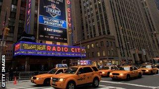 Radio City Music Hall in New York City hosts the NFL Draft