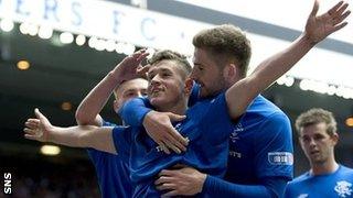 Rangers players celebrating