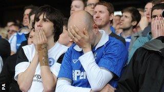 Peterborough fans react to Crystal Palace's winning goal