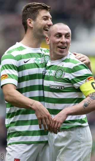 Charlie Mulgrew and Scott Brown celebrate