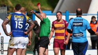 Huddersfield's Joe Wardle is sent off against Leeds