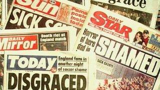 Newspaper headlines the morning after the abandoned match