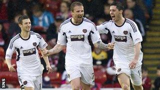 Hearts players celebrating