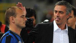 Wesley Sneijder and Jose Mourinho