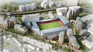 An artist's impression of a new stadium for Brentford at Lionel Road