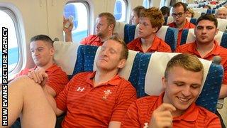 Wales take the bullet train from Osaka to Tokyo