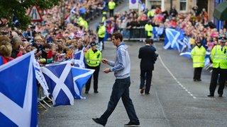 Andy Murray goes to sign autographs on a visit to Dunblane following his Olympic success at London 2012