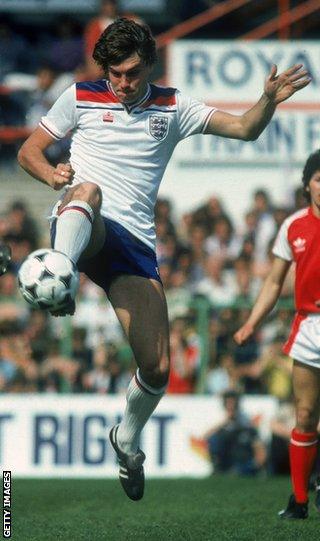 Glenn Hoddle in action for England in 1982