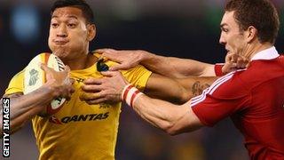 Israel Folau (left) and Sam Warburton